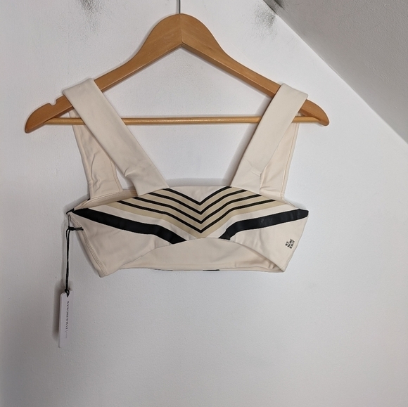 WEWOREWHAT Bandana Stripes Off-White Multi Bandeau Bra Top NEW Size S - Picture 4 of 7